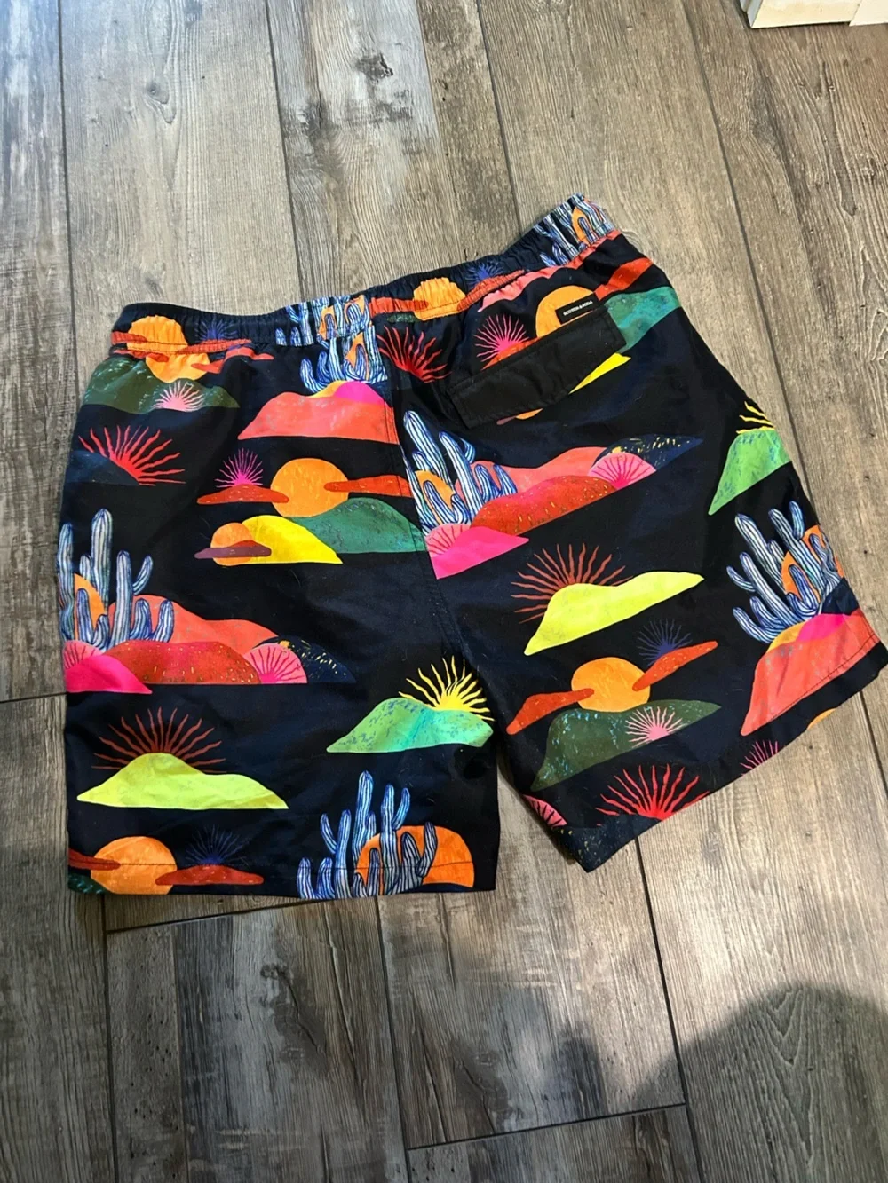 Scotch & Soda Black Swim Trunks cactus Neon Sunset Print southwestern desert